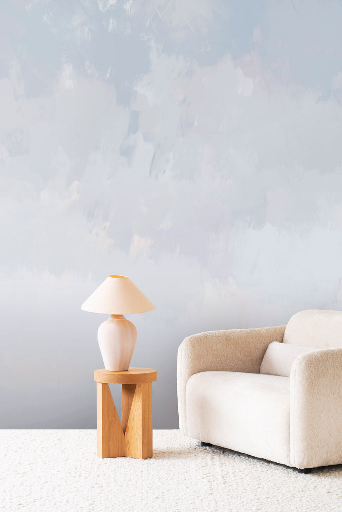 Canopy wallpaper in Daydream Blue colour. Emma Hayes designer wallpaper