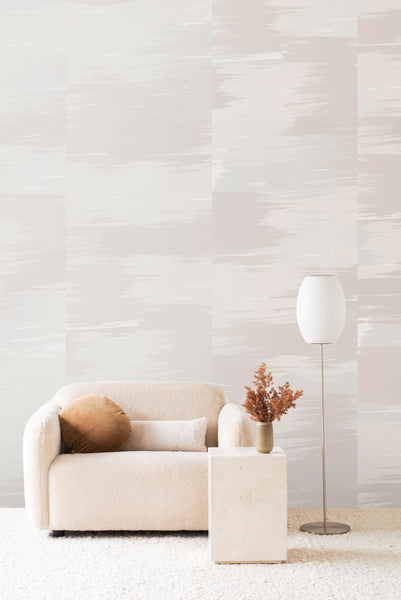 Mirage metallic grasscloth, Buff colour. Emma Hayes designer wallpaper