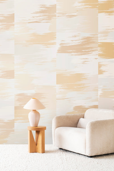 Mirage metallic grasscloth, Gold colour. Emma Hayes designer wallpaper