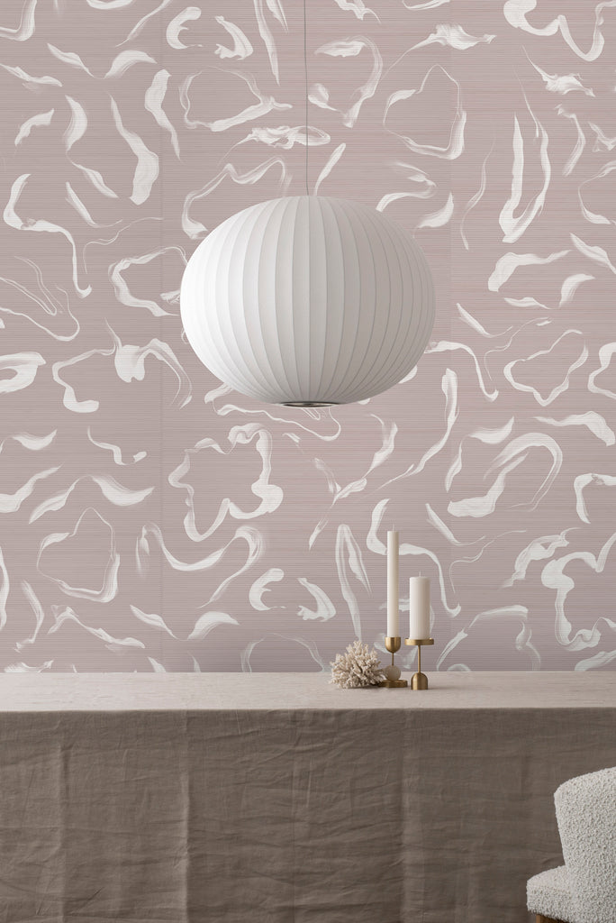 Aqueous Grasscloth, Dusky Rose colour. Emma Hayes designer wallpaper
