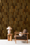 Mineral gold leaf wallpaper in Bronze colour. Emma Hayes designer wallpaper