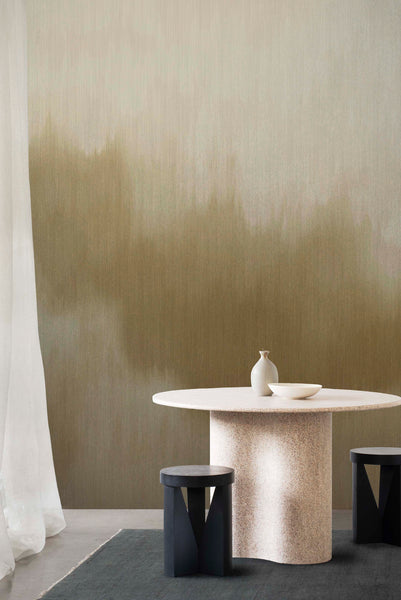 Solar wallpaper in Gold metallic colour. Emma Hayes designer wallpaper
