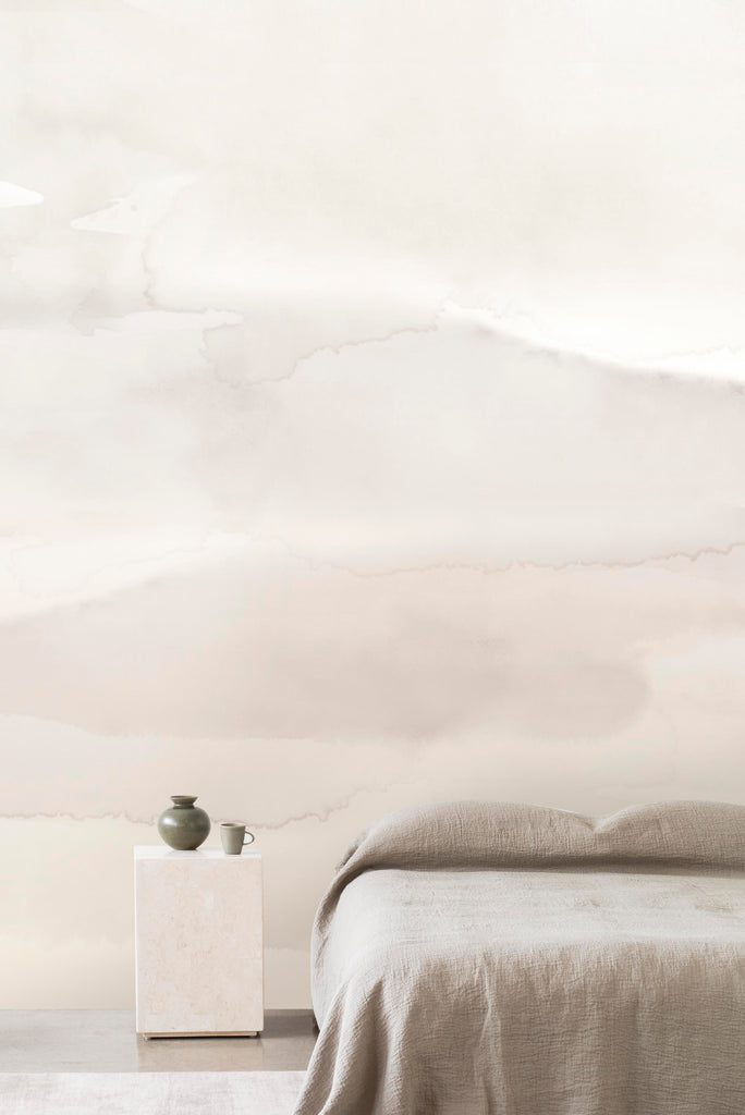 Wash wallpaper in Buff colour. Emma Hayes designer wallpaper