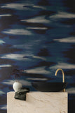 River Metallic Weave Wallpaper in deep blue, emmahayes.co.nz