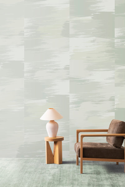 Mirage metallic grasscloth, Olive colour. Emma Hayes designer wallpaper
