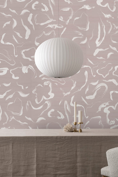 Aqueous Grasscloth, Dusky Rose colour. Emma Hayes designer wallpaper