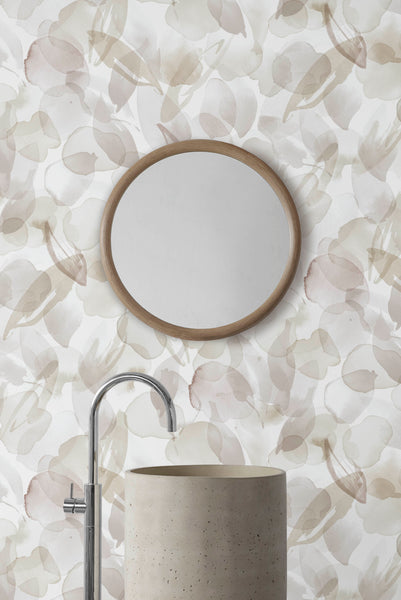 Botanic wallpaper in Buff colour. Emma Hayes designer wallpaper