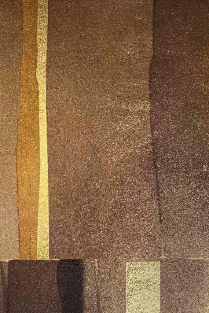 Mineral gold leaf wallpaper sample in Bronze colour. Emma Hayes designer wallpaper