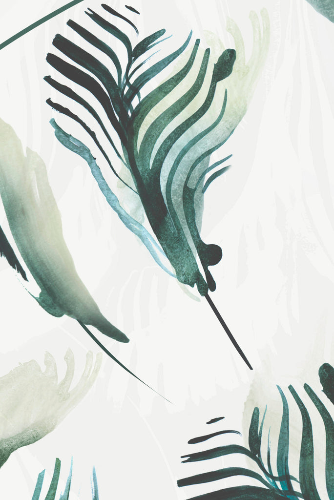 Palm wallpaper sample in Verde colour. Emma Hayes designer wallpaper