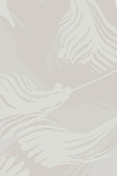 Palm wallpaper sample in Whisper colour. Emma Hayes designer wallpaper