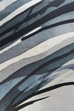Wave silver leaf wallpaper sample in Silver Sapphire colour. Emma Hayes designer wallpaper