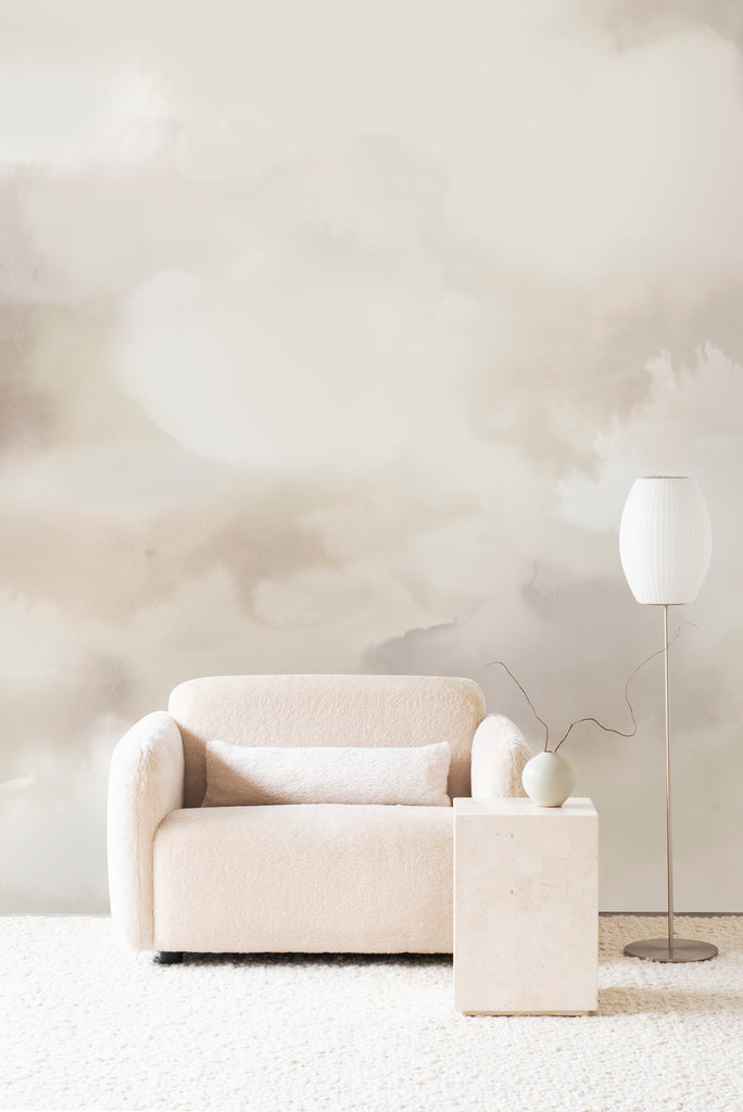 Dispersion wallpaper in Air colour. Emma Hayes designer wallpaper