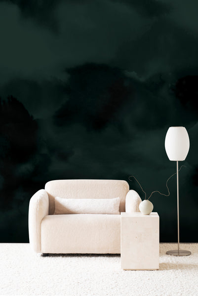 Dispersion wallpaper in Seagreen colour. Emma Hayes designer wallpaper
