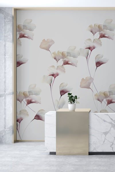 Gingko Mural Wallpaper - Grape