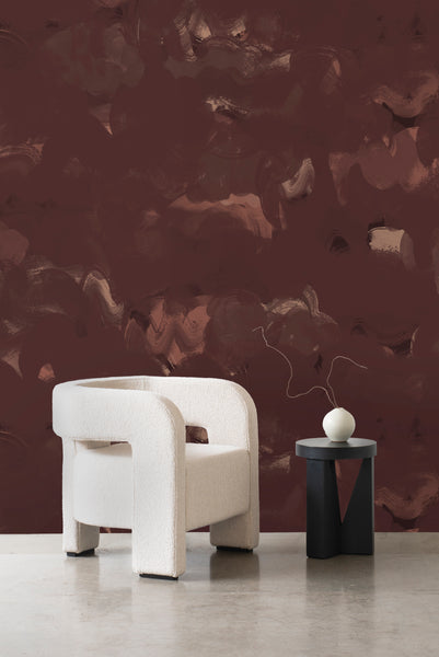 Dreamer Wallpaper - Merlot Brushed Metallic