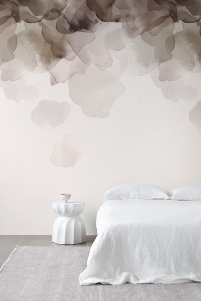 Bloom Wallpaper - Coffee, designer wallpaper, emmahayes.co.nz